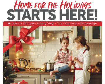 Free Labor on every carpet purchase, 12 month special financing, room scene photo of living room