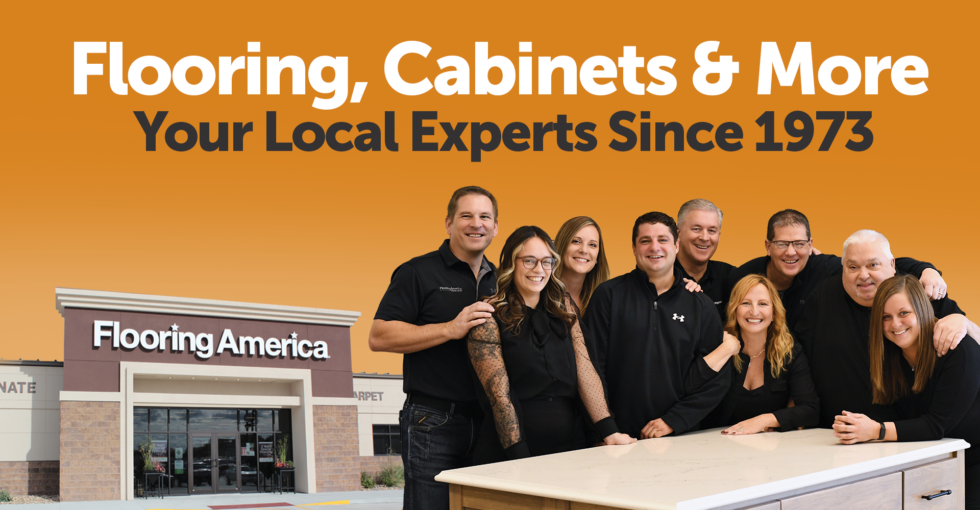 Team photo ourside of the showroom 